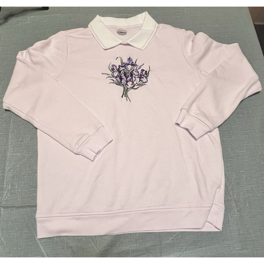 Vintage 90's Cottagecore Adrian Delafield Top Stitch Embroidered Sweatshirt - Picture 5 of 10